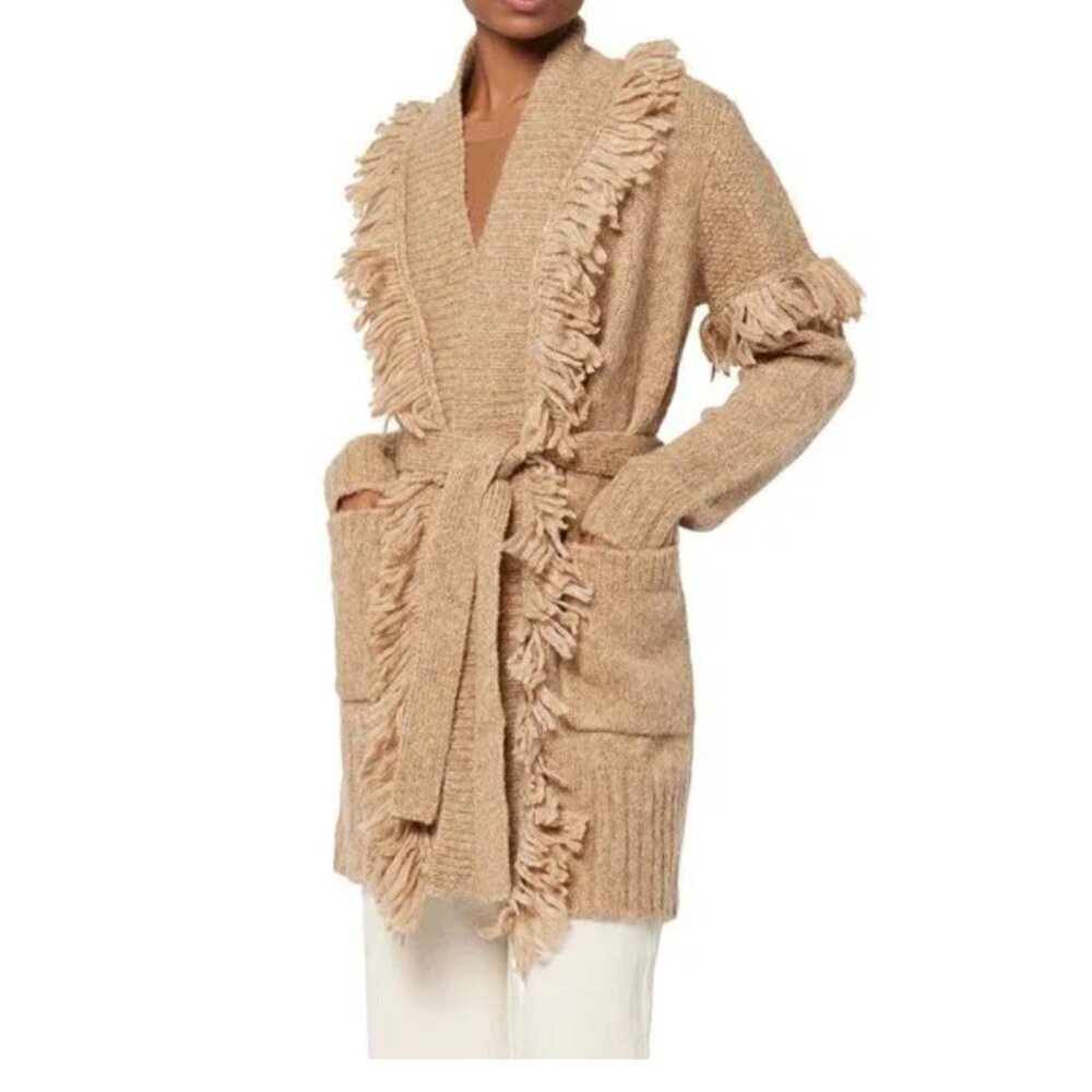 JOIE Klara Belted Cardigan Sweater Wool Alpaca in Caramel Women's size M $378